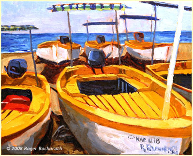 Yellow Boats 2 by Roger Bacharach
