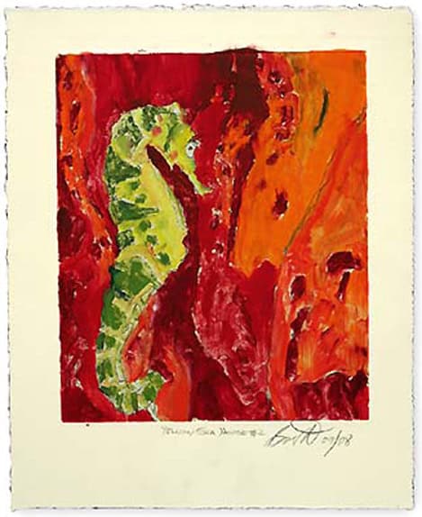 Yellow Sea Horse II by Roger bacharach.Monotype $225